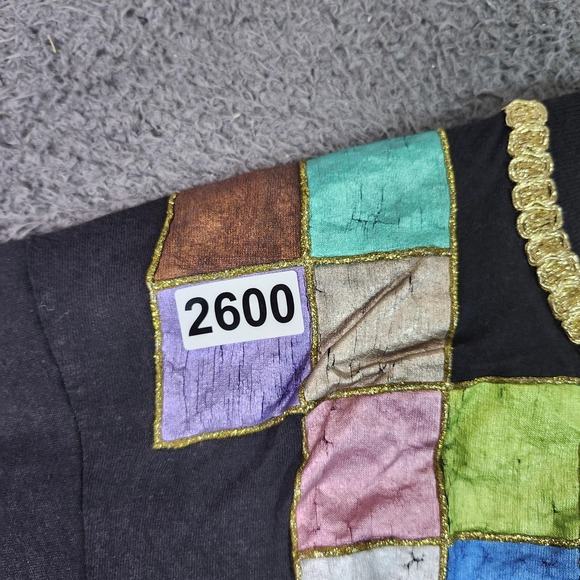 Vintage Fruit Of The Loom Shirt Mens Large Black Colorful Patchwork Graphic Tee - Picture 6 of 6